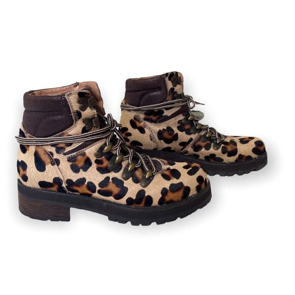 Free People Leopard Calf Hair Icon Hiker Boots, Size 38EU - Picture 10 of 13